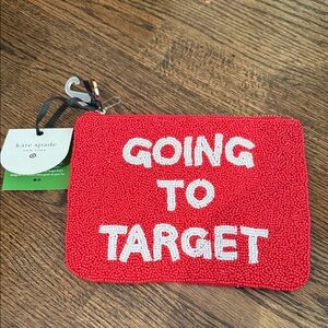 Kate Spade Red Beaded Pouch with White Text